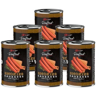 ALPHA SPIRIT Realfood dūmo kvapo dešrelės 400g 6vnt