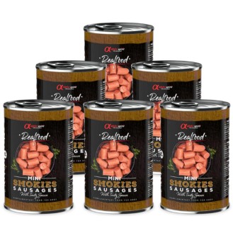 ALPHA SPIRIT Realfood dūmo kvapo pjaustytos dešrelės 400g 6vnt