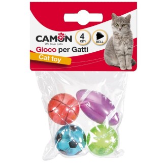 CAMON katėms 4 įvairūs kamuoliukai su varpeliu 4cm CAMON katėms 4 įvairūs kamuoliukai su varpeliu 4cm