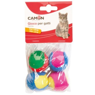 CAMON katėms 4 spalvoti kamuoliukai su katžole 4cm CAMON katėms 4 spalvoti kamuoliukai su katžole 4cm