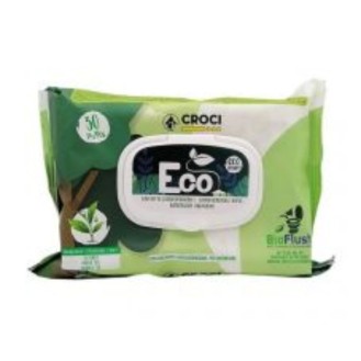 CROCI Eco Wipes Tea&Chlorhexidine drėgnos servetėlės su žalia arbata 30vnt 20x30cm
