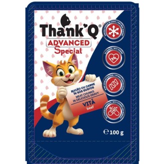 THANK'Q Pouch konservas katėms su jautiena 100gx24vnt THANK'Q Pouch konservas katėms su jautiena 100gx24vnt