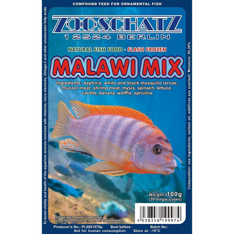 AKWEN Šaldytas pašaras žuvims MALAWI MIX (ciklid) 100g