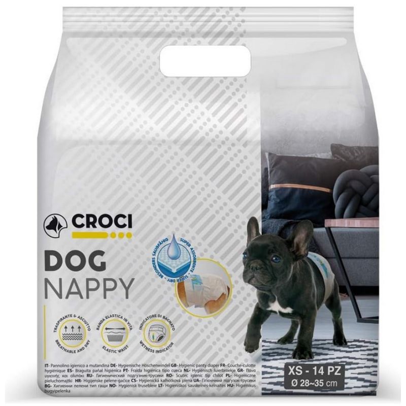 CROCI Dog Nappy sauskelnės šunim XS 1-2kg 14vnt.