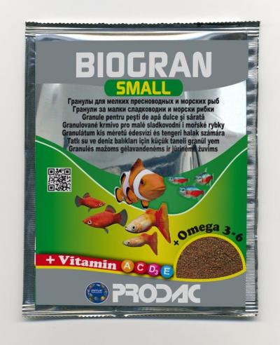 PRODAC BIOGRAN SMALL smulkios granulės žuvims 15g
